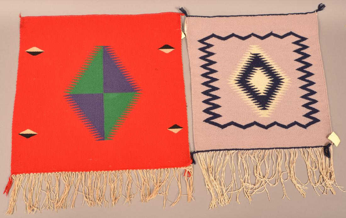 2 Antique Navajo Textiles of Germantown Wood 20" x 20", (1 of 2)