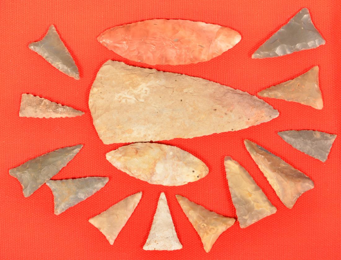 15 Ancient Midwest Flint Artifacts, Bi-Point Blades, (1 of 1)