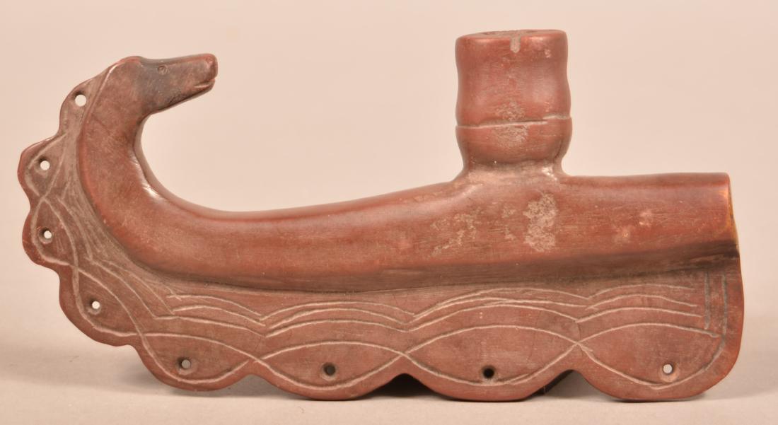 Unusual Catlinite Pipe Bowl 7 1/2" Long w/a Curved and (1 of 4)