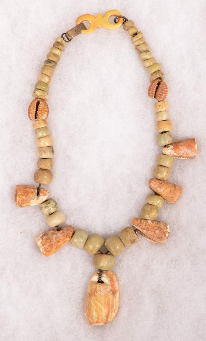 Necklace of Ancient Mayan Green Stone Beads and Shell (1 of 2)
