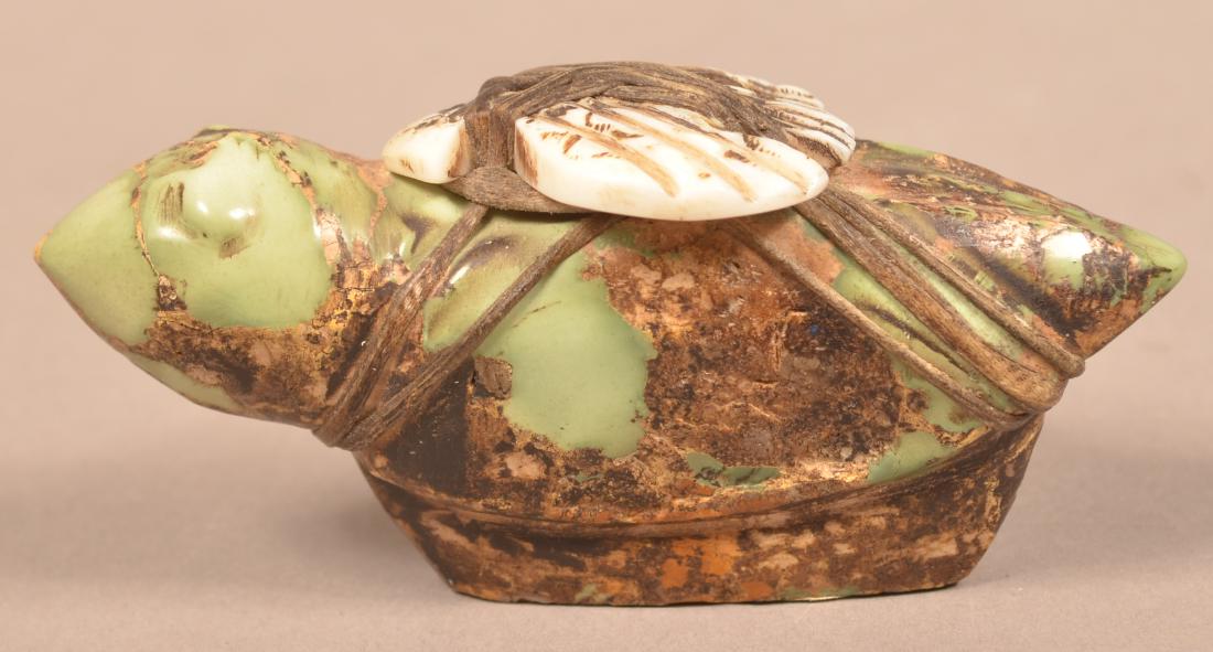 Zuni Indian Turquoise "Fetish" w/ a Shell Lashed to (1 of 3)