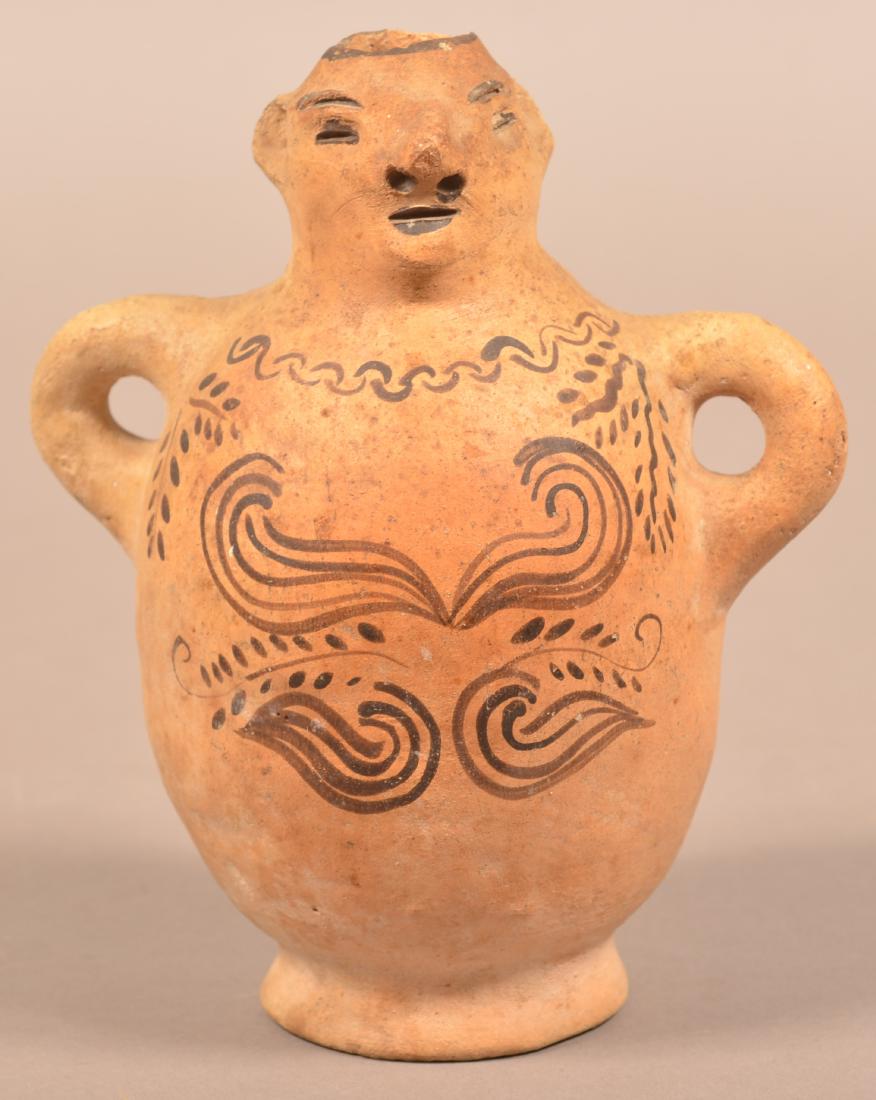 Antique Mexican Indian Figural Pottery Bottle w/ Loop (1 of 4)