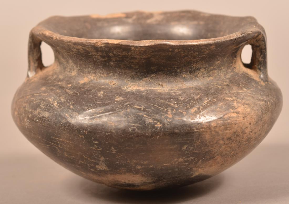 Ancient Strap Handled Pottery Vessel 6 1/2" Dia. (1 of 4)