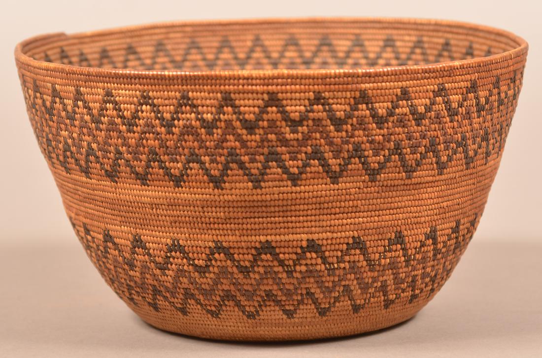 Fine California Indian Basket 4" x 8 1/4" w/ Double (1 of 4)