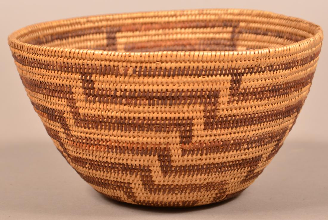 California Indian Basket w/ Staggered Fretwork Design (1 of 3)