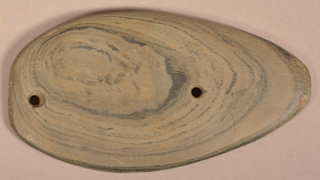 Banded Slate "Sandal Sole" 2 Hole Gorget 5" x 2 3/4" (1 of 2)