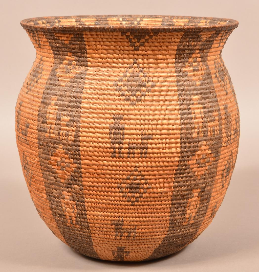 Antique Apache Indian Coiled Storage Basket w/ Design (1 of 6)