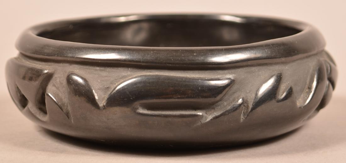 Santa Clara Pueblo Carved Blackware Pottery Vessel w/ (1 of 3)