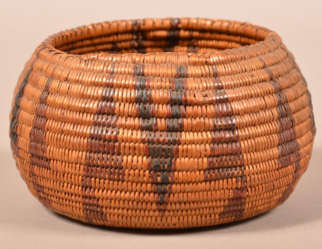 Antique California Indian Coiled Basket, 6 1/2" Dia. (1 of 3)