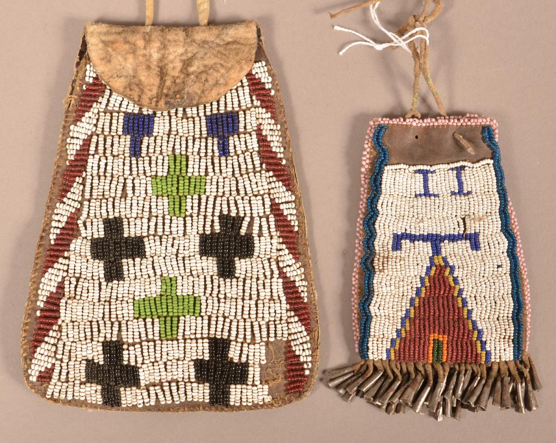 2 Antique Southern Plains Pouches on Saddle Leather, (1 of 2)