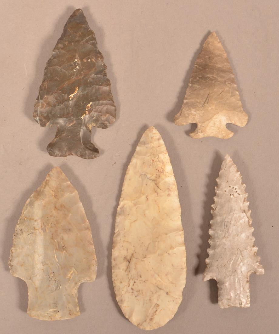 5 Midwest Flint Points, Some Bare Old Location (1 of 2)