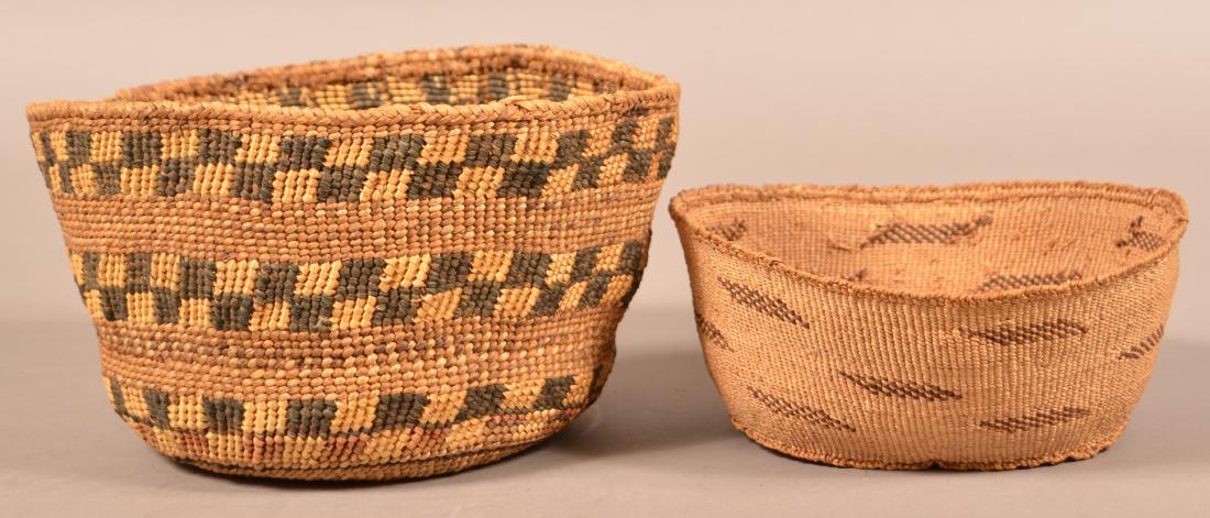 2 Antique California Twined Baskets "Pit River" Types (1 of 2)