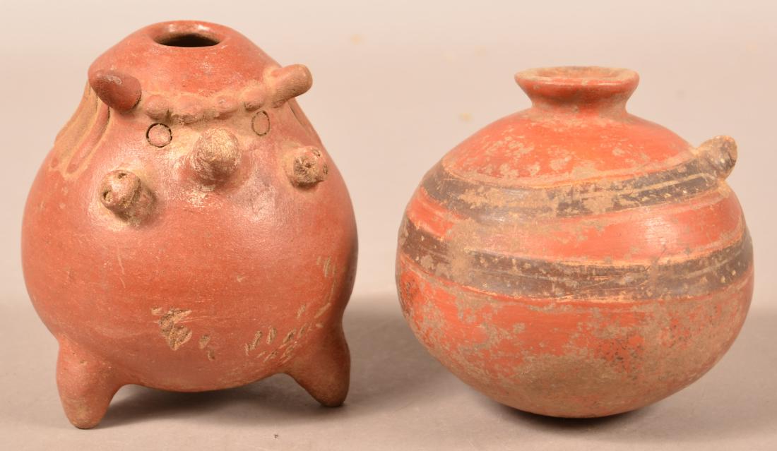 2 Precolumbian Pottery Vessels 6" x 5", 6" x 4 3/4", (1 of 2)