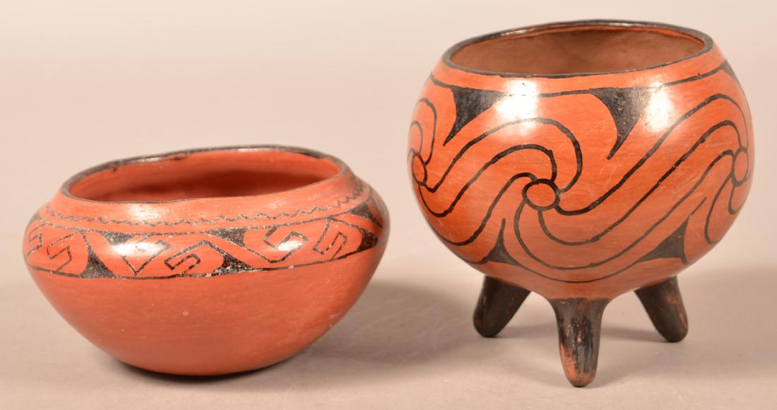 2 Vintage Maricopa Pottery Vessels, Tripod Base, (1 of 2)