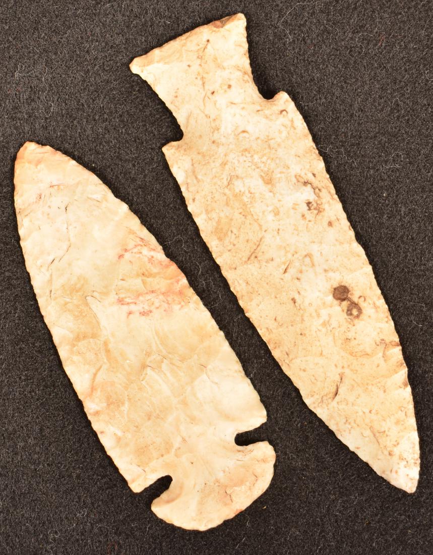 2 Midwestern Flint Points 4 "Dovetail" Type 5" Stemmed (1 of 2)