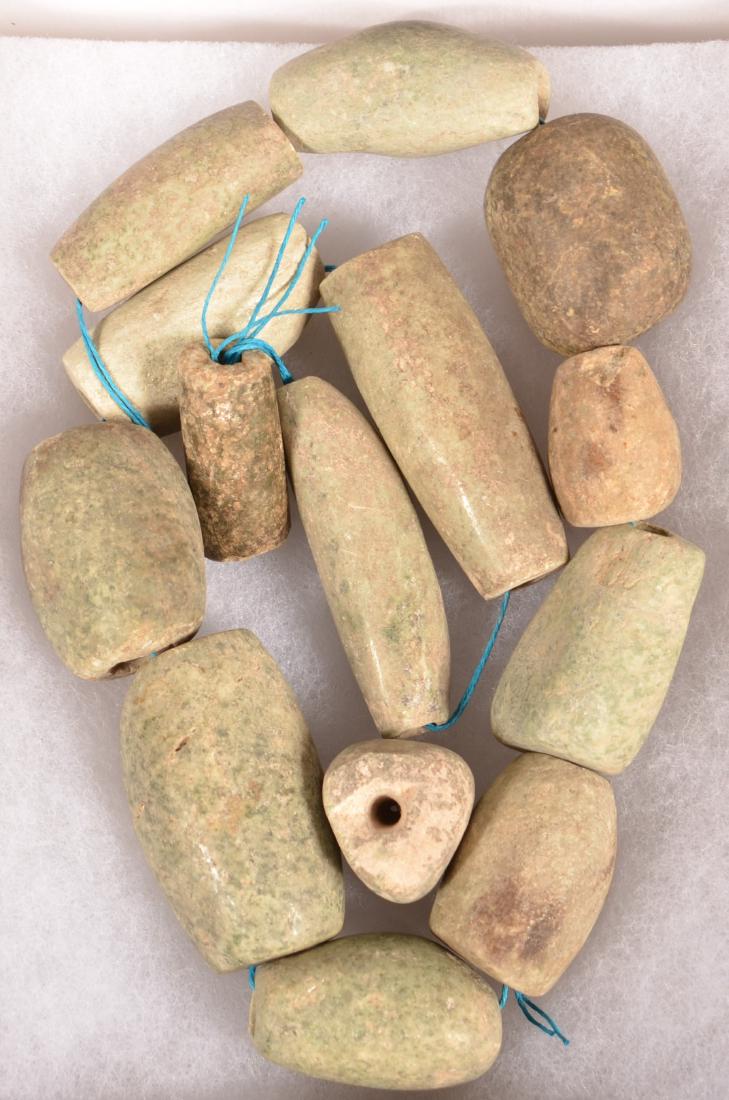14 Massive Precolumbian Green Stone Beads, Classic (1 of 1)