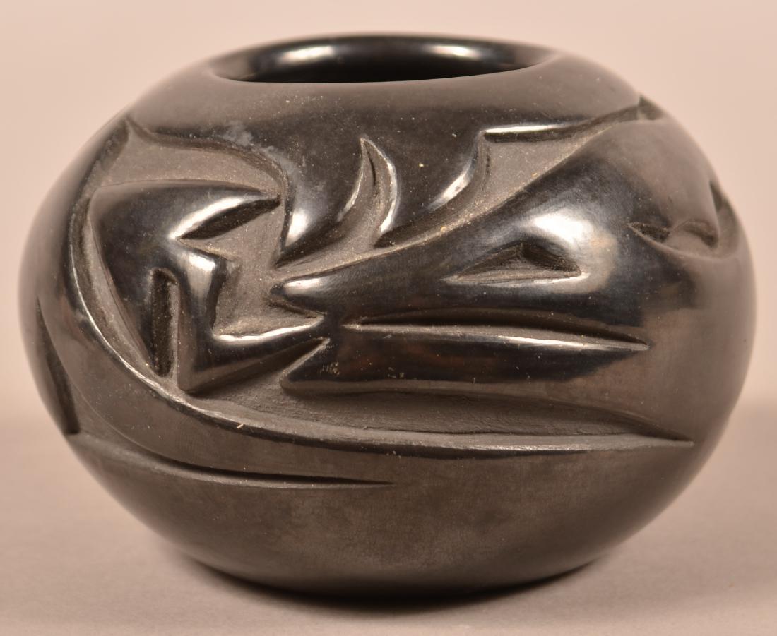 Highly Polished Carved Blackware Pottery Vessel w/ (1 of 3)