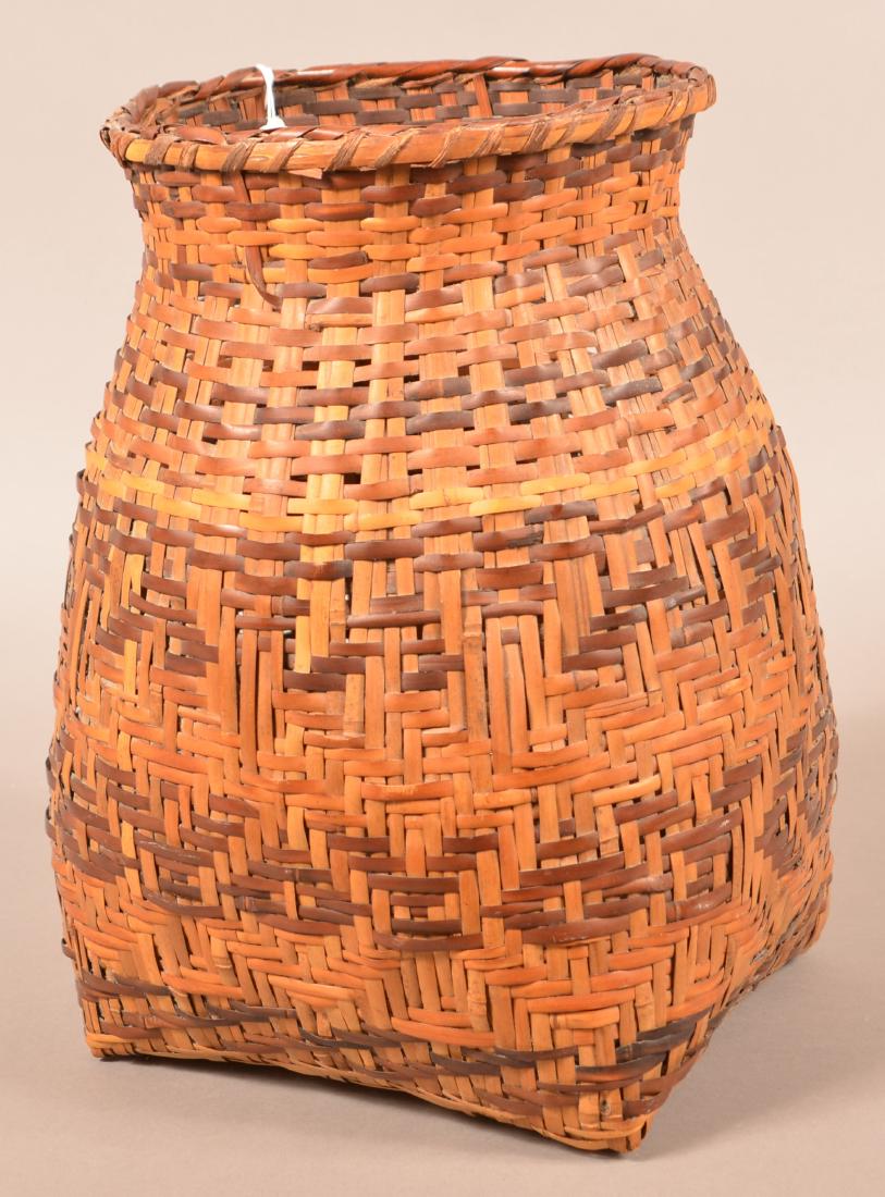 Vintage Cherokee Dyed River Cane Storage Basket 14"