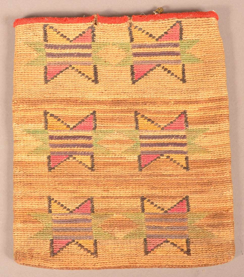 Antique Nez Perce Twined Corn Husk Bag w/ Wool Accents (1 of 2)