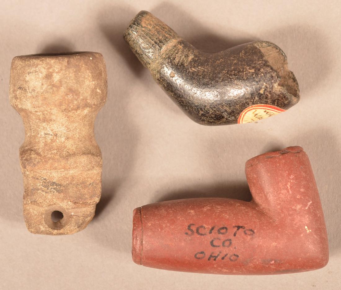 3 Good Old Native Made Pipe Bowls - Tiny "Mic Mac" (1 of 2)