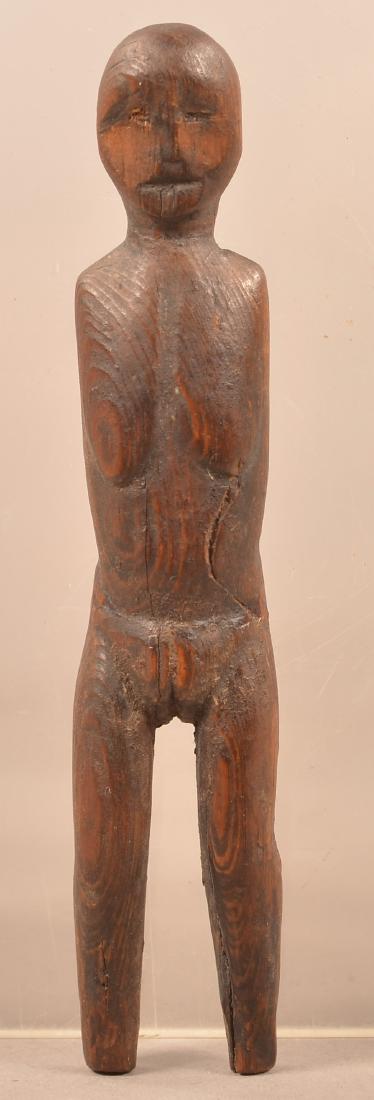 Antique Inuit Carved Wood Figurine Depicting a Female - (1 of 3)