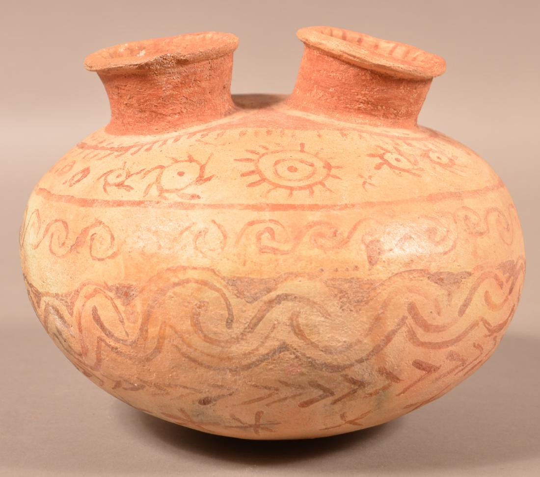 Antique Navaho Decorated Pottery Jar W/ Twin Spouts. (1 of 4)