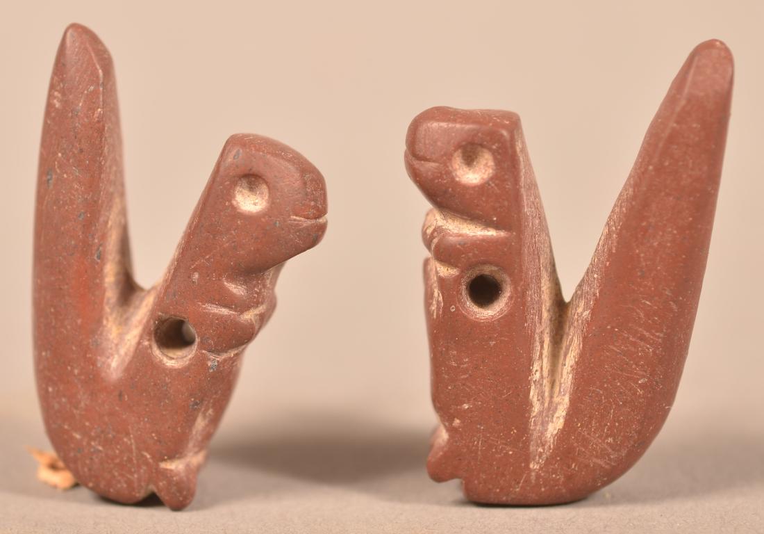 2 Red Stone Effigies of Squirrels, 1 1/4" Tall made (1 of 2)