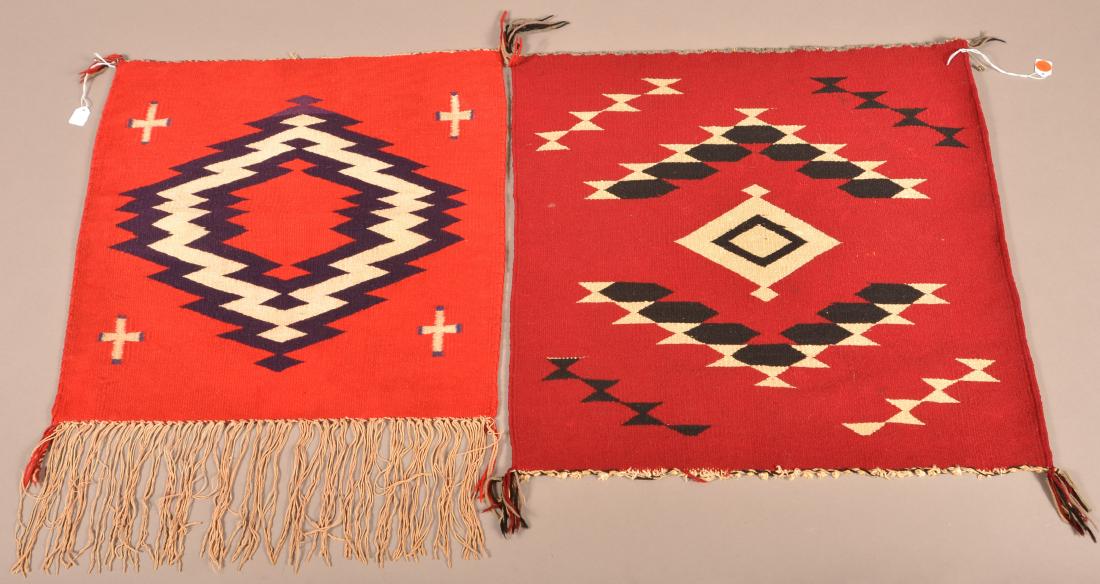 2 Navaho "Germantown" Weavings 19" x 19", 21" x 22" (1 of 1)