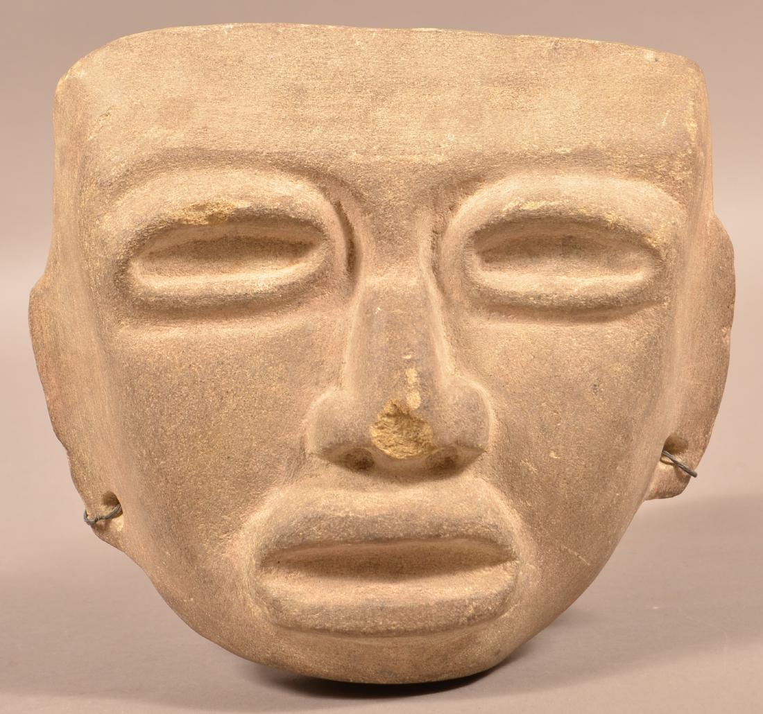 Meso American Stone Mask 9 1/2" x 8 3/4" - Wood Blocks (1 of 2)