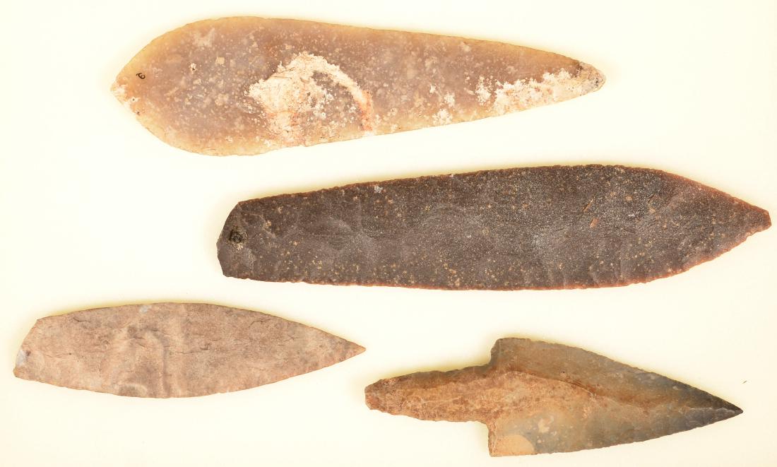 4 Large Precolumbian, Mexican Flint Artifacts 10 3/4" (1 of 2)