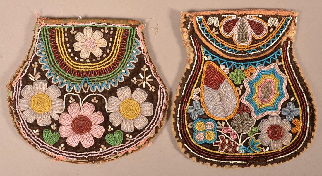 2 Mid 19th Cent. Beaded Iroquois Bags w/ Minor Bead (1 of 2)