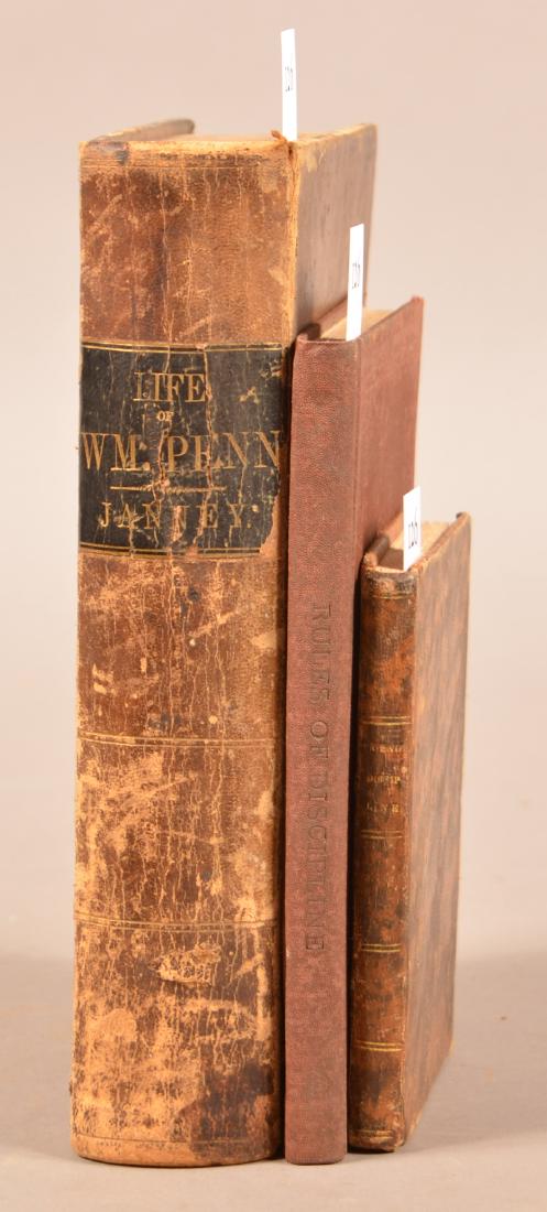 Rules of Discipline of the Yearly Meeting of Friends.: Rules of Discipline of the Yearly Meeting of Friends. West Chester: Joseph Painter, 1838. 12mo. 109 p. + index. Full mottled leather. VG // Rules of Discipline… Phila 1913. 8vo. Dampstained. G // Ja