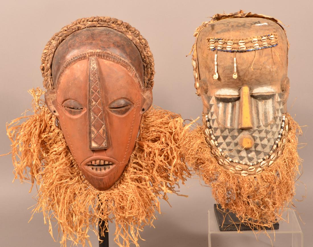 Two Antique/Vintage African Carved Wood Tribal Masks.