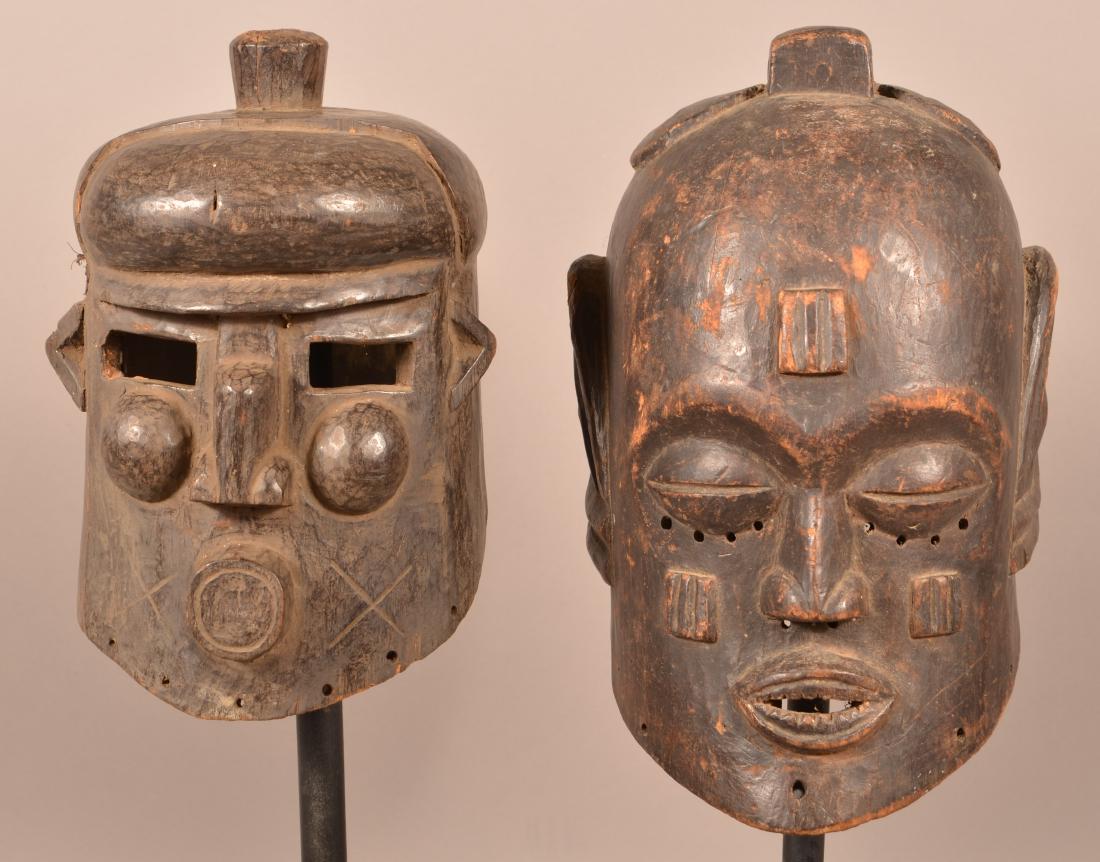 Two Antique/Vintage African Carved Wood Tribal Masks. (1 of 5)