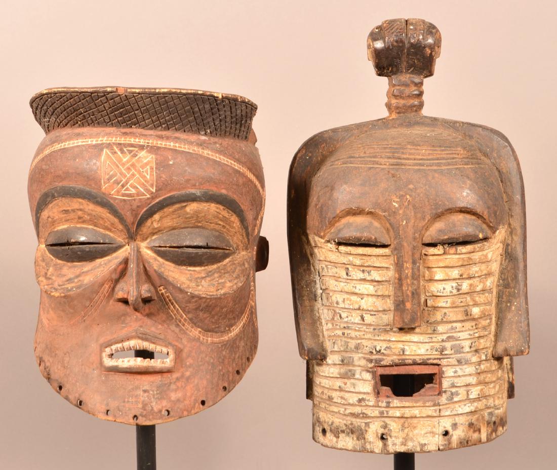 Two Antique/Vintage African Carved Wood Tribal Masks. (1 of 5)