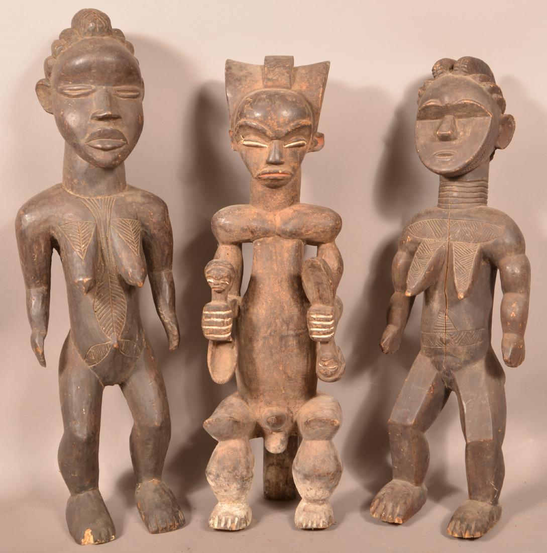 Three Antique/Vintage African Carved Wood Tribal (1 of 2)