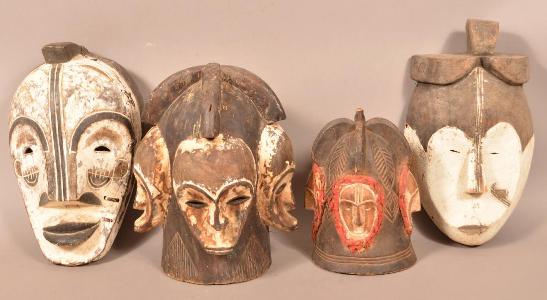 Four Antique/Vintage African Carved Wood Tribal Masks. (1 of 3)