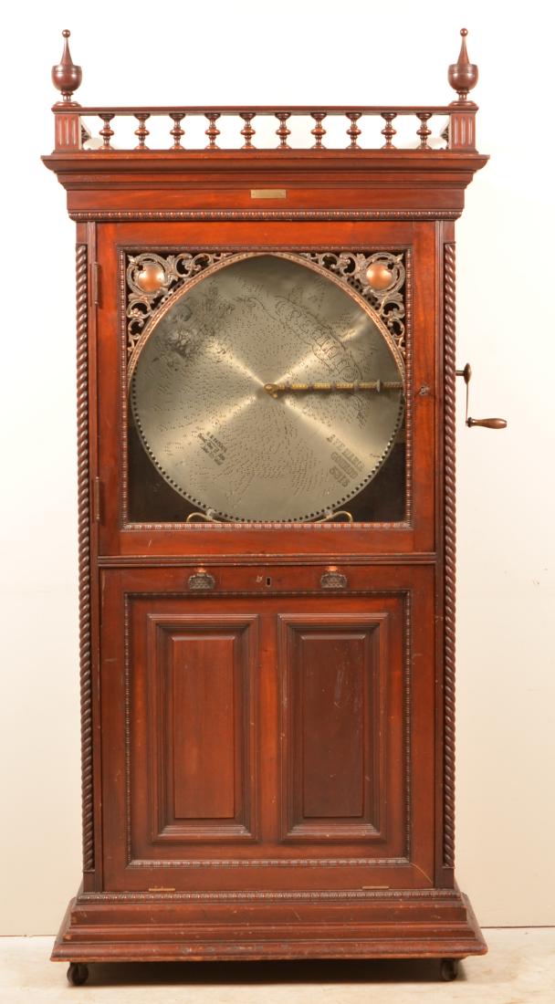 Regina Mahogany Case Single Play Upright Music Box. (1 of 9)