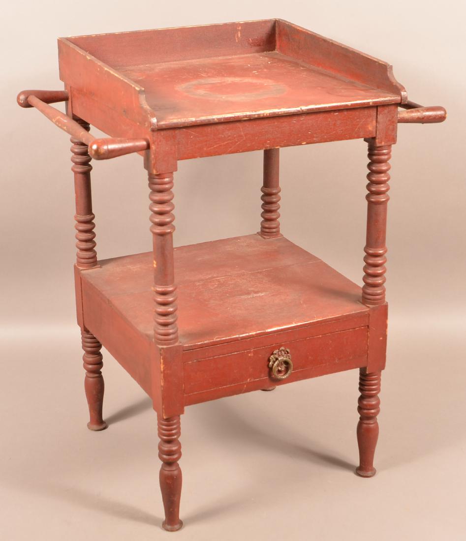 Pennsylvania Sheraton Red Painted Softwood Washstand. (1 of 2)