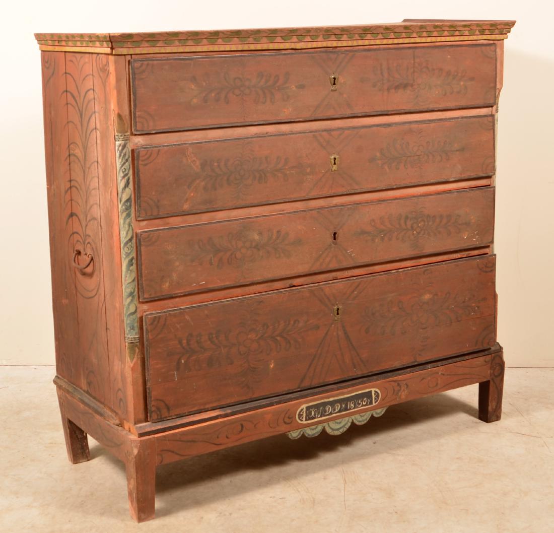 Continental Painted Softwood Chest on Frame. Dated (1 of 6)
