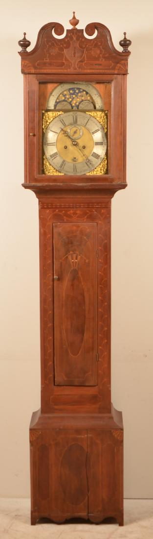 Pennsylvania Hepplewhite Inlaid Walnut Tall Case Clock. (1 of 5)