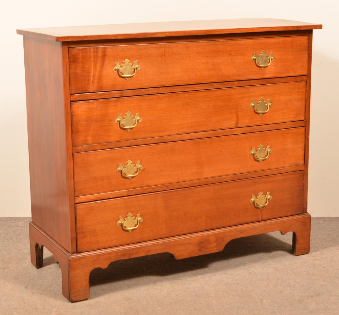 New England Chippendale Cherry Chest of Drawers. Four (1 of 2)