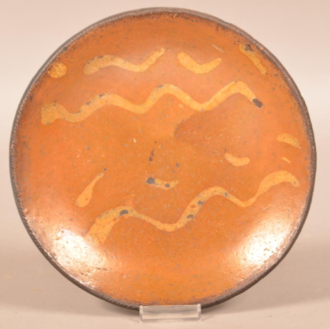 Redware 19th Century Yellow Slip Decorated Plate. (1 of 2)