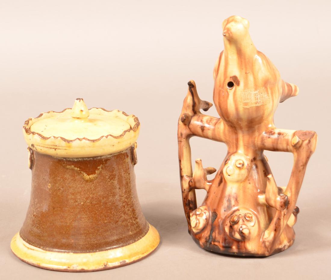 Two Pieces of 19th Century English Glazed Redware. 1st: (1 of 3)
