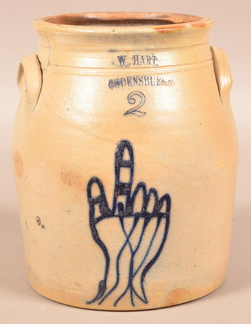 W. Hart Two Gallon Stoneware Crock. Unusual Cobalt blue (1 of 6)