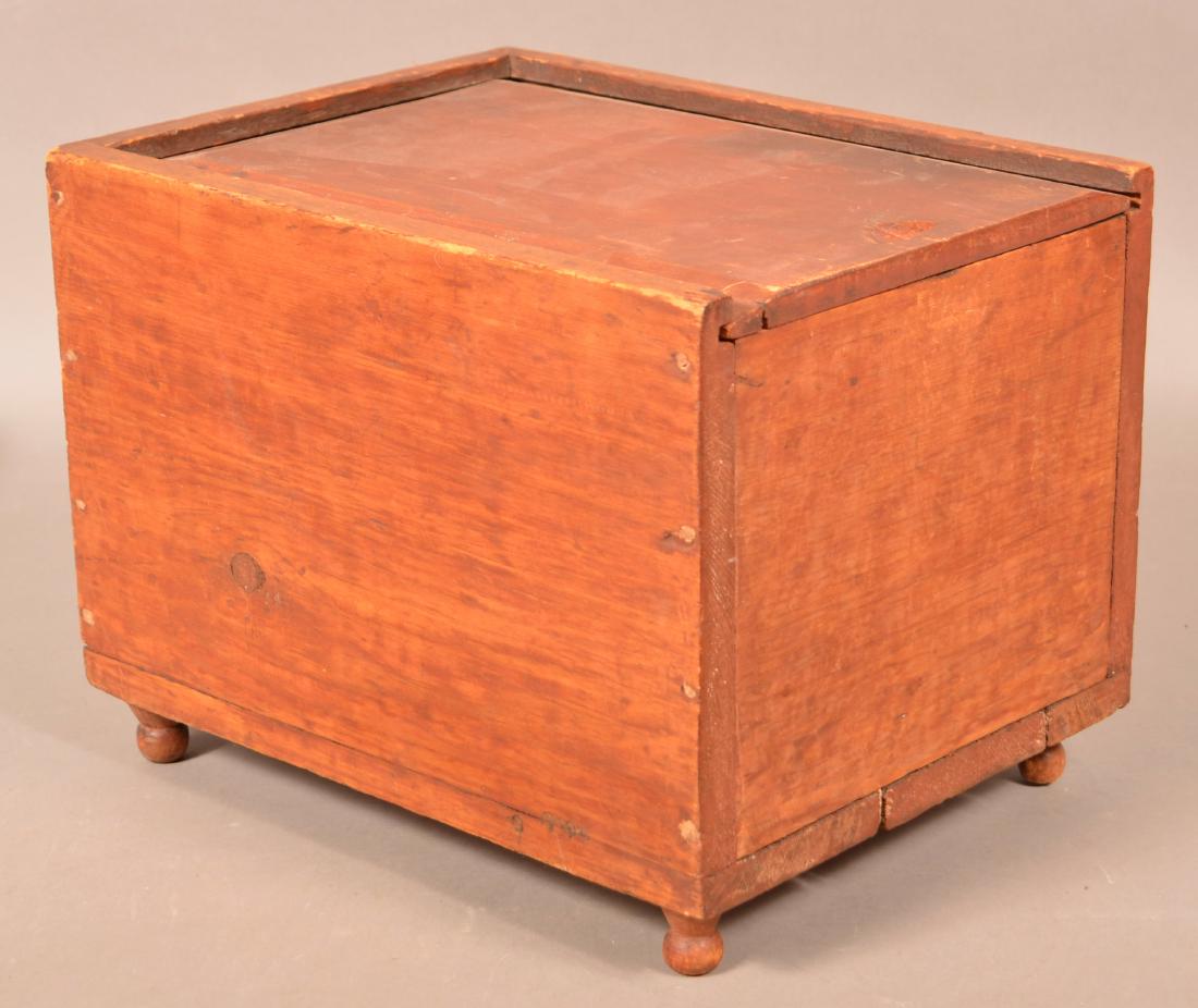 Antique Softwood Slide-lid Box with Turned Feet. 12"h. (1 of 4)