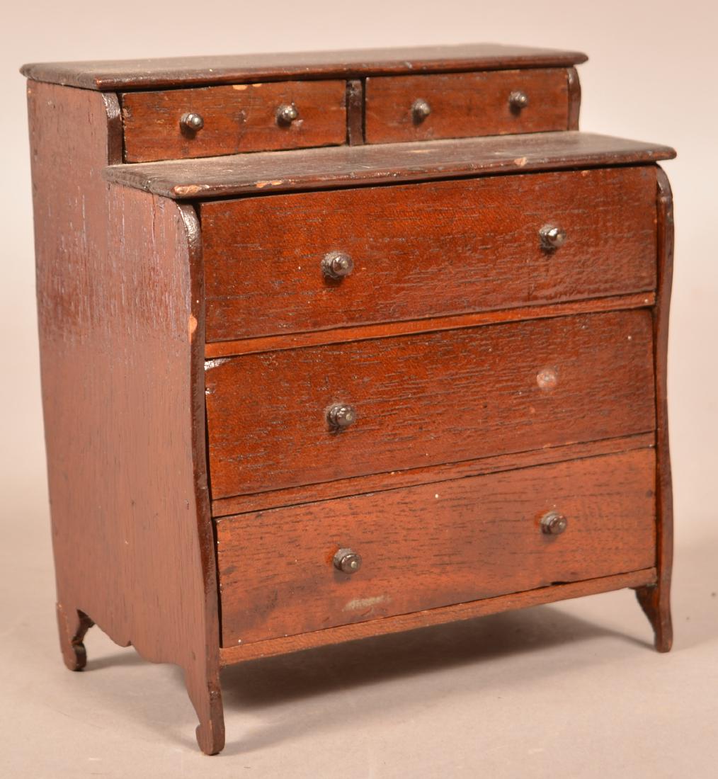Mahogany Miniature Chest of Drawers Dated 1870. 7"h. x (1 of 4)
