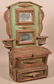 Antique Tramp Art Double Mirror Back Wall Box. Original