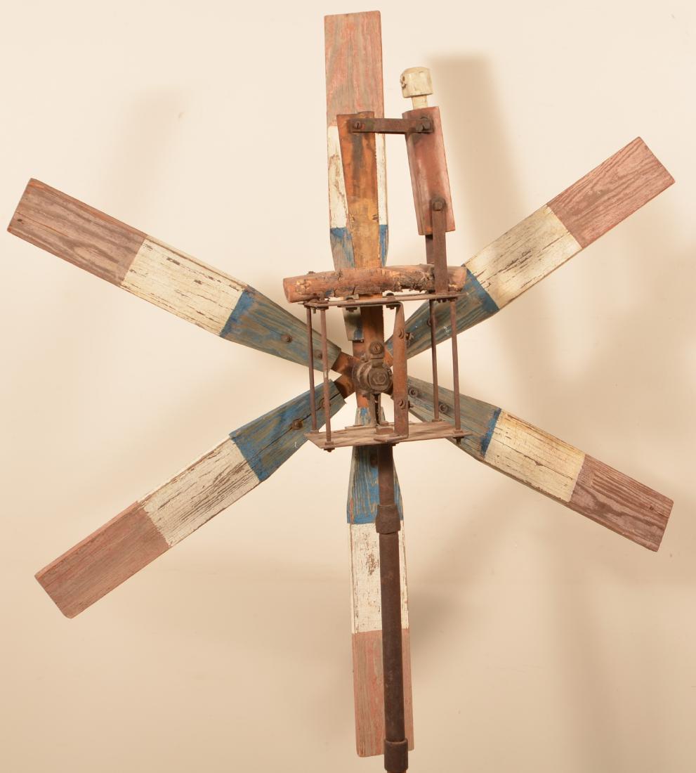 Vintage Windmill Whirligig with Figure. Painted red, (1 of 6)