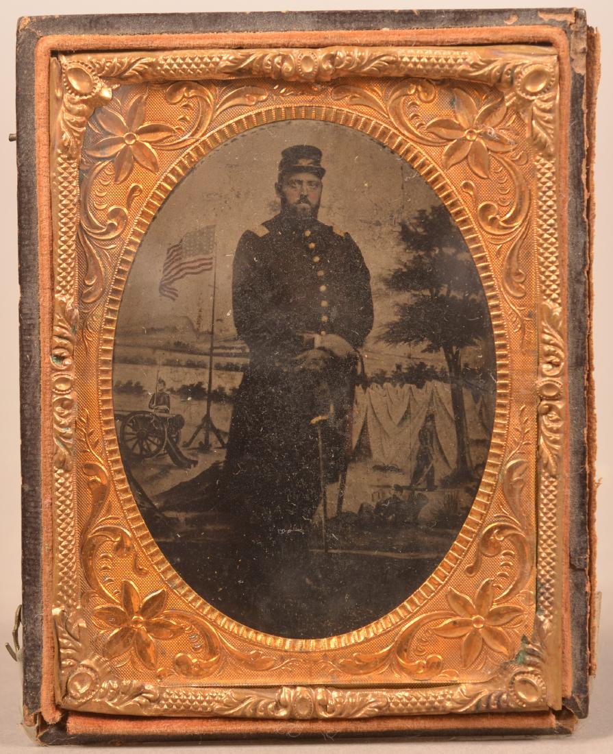 1/4 Plate Tintype of a Civil War Union Officer. Studio (1 of 2)